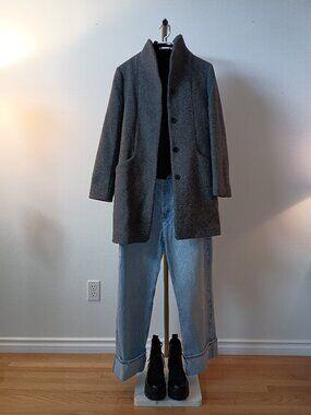 Wilfred Aritzia Cocoon Coat Herringbone Pattern | Minimalist Quiet Luxury | S